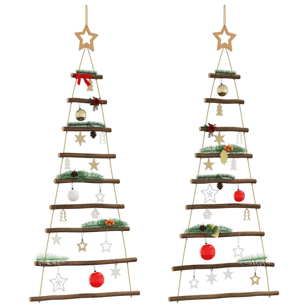 Árvores de natal suspensas com estrelas no topo 2 peças 55x120 cm galho natural