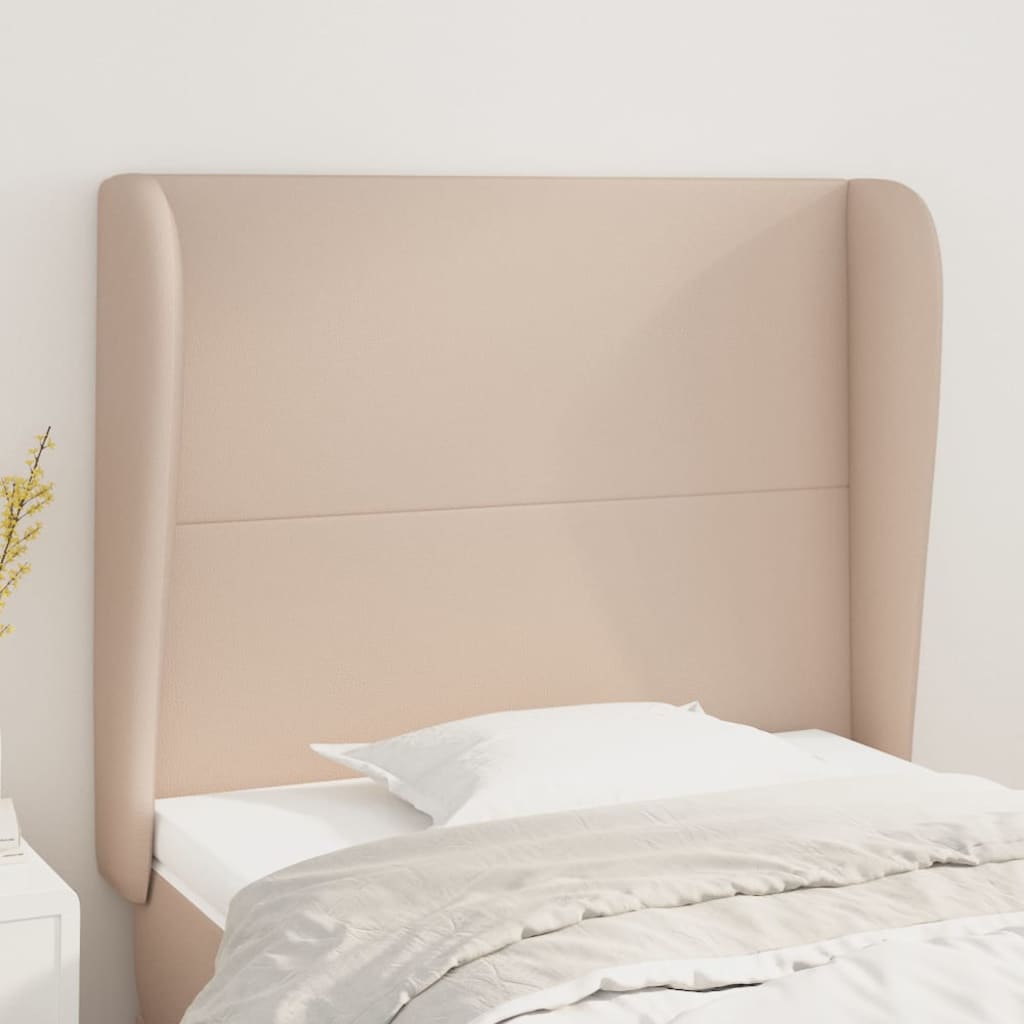 Cabeceira cama c/ abas couro artif. 93x23x118/128 cm cappuccino