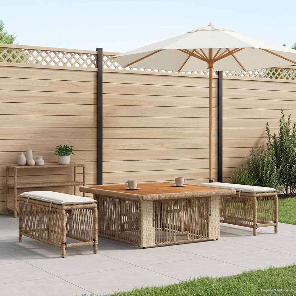Conjunto de jantar para jardim 3 unid. bege e creme vime PE