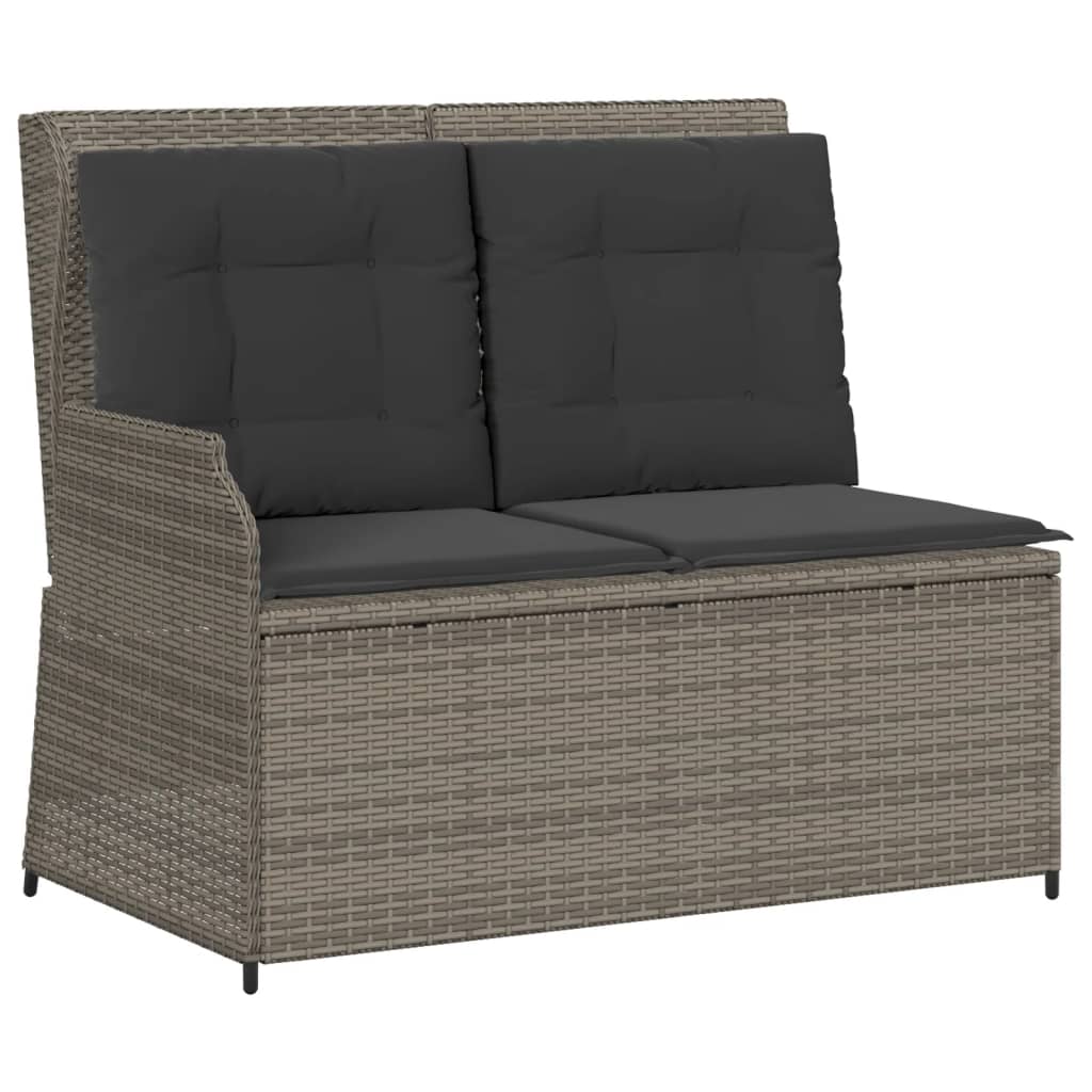 5 Pcs conjunto lounge de jardim c/ almofadões vime PE cinzento
