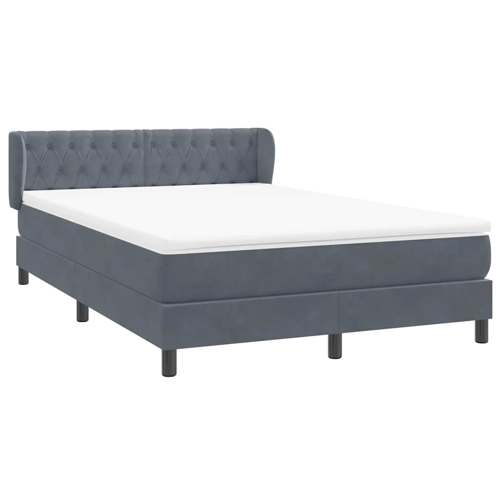 Cama com molas/colchão 160x210 cm veludo cinzento-escuro