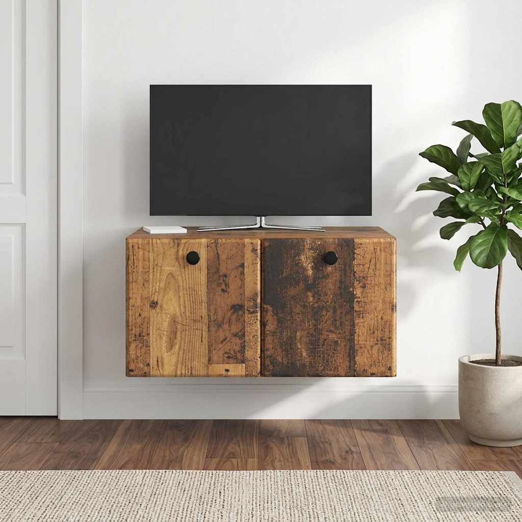 Gabinete de TV de parede 59,5 x 41 x 30 cm madeira antiga