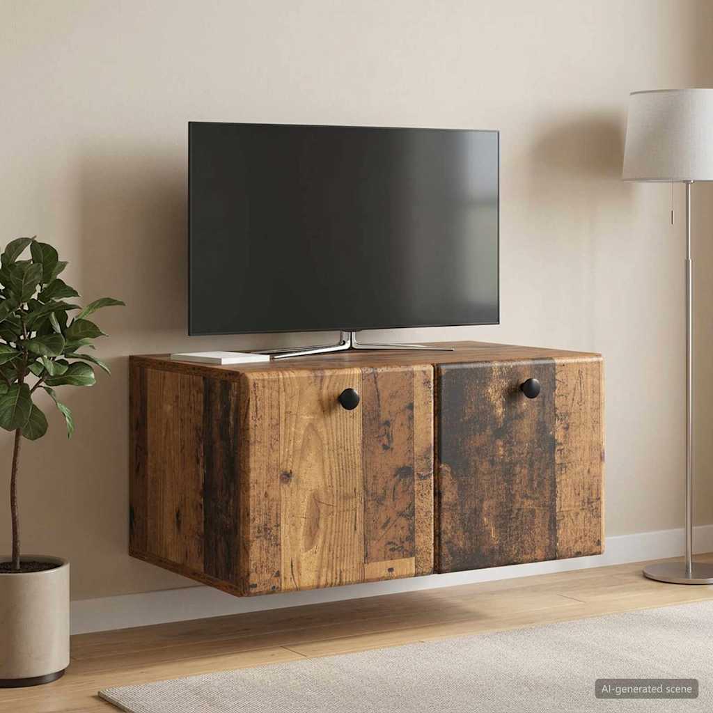Gabinete de TV de parede 59,5 x 41 x 30 cm madeira antiga