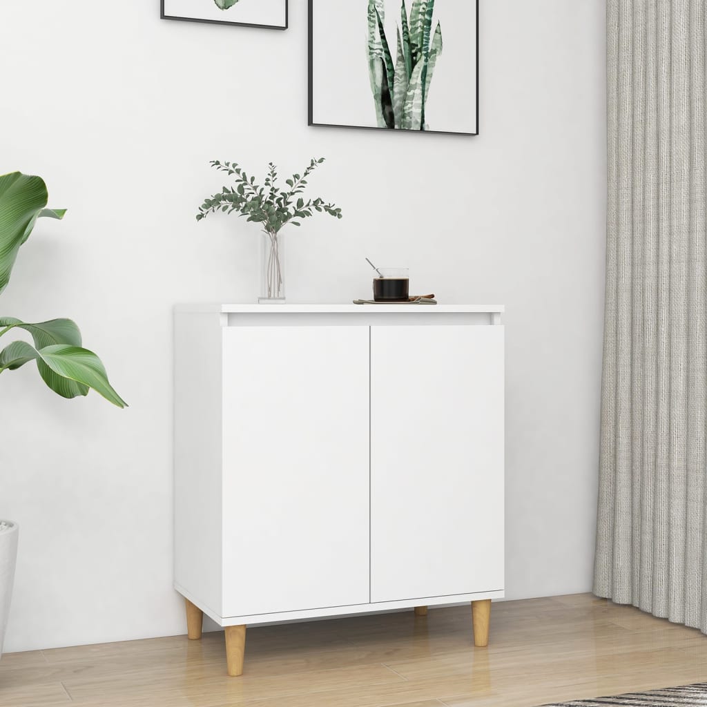 Aparador c/ pernas de madeira 60x35x70 cm contraplacado branco