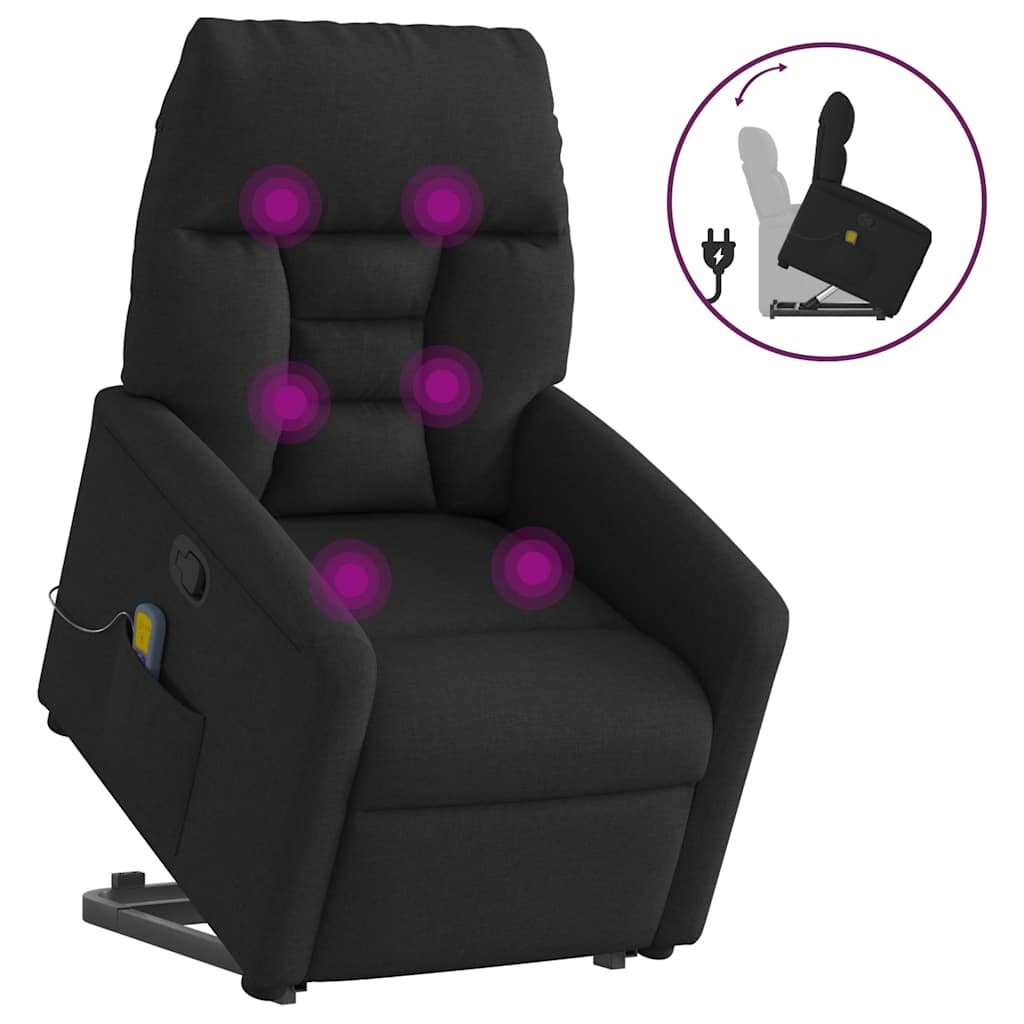 Poltrona de massagens reclinável elevatória tecido preto
