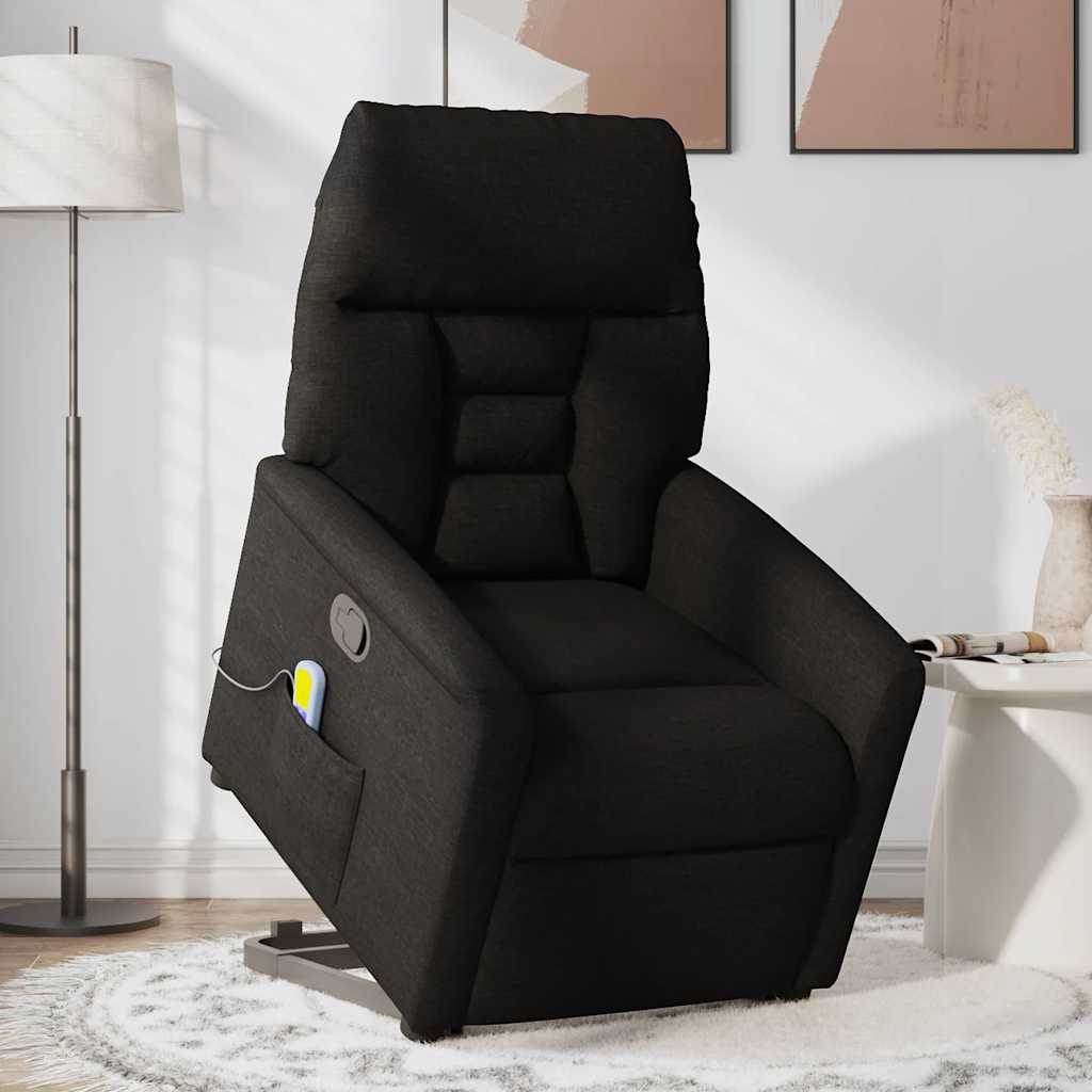 Poltrona de massagens reclinável elevatória tecido preto