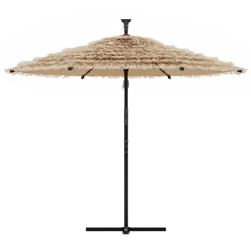 Guarda-sol c/ luzes LED e poste de aço 269x269x235 cm castanho