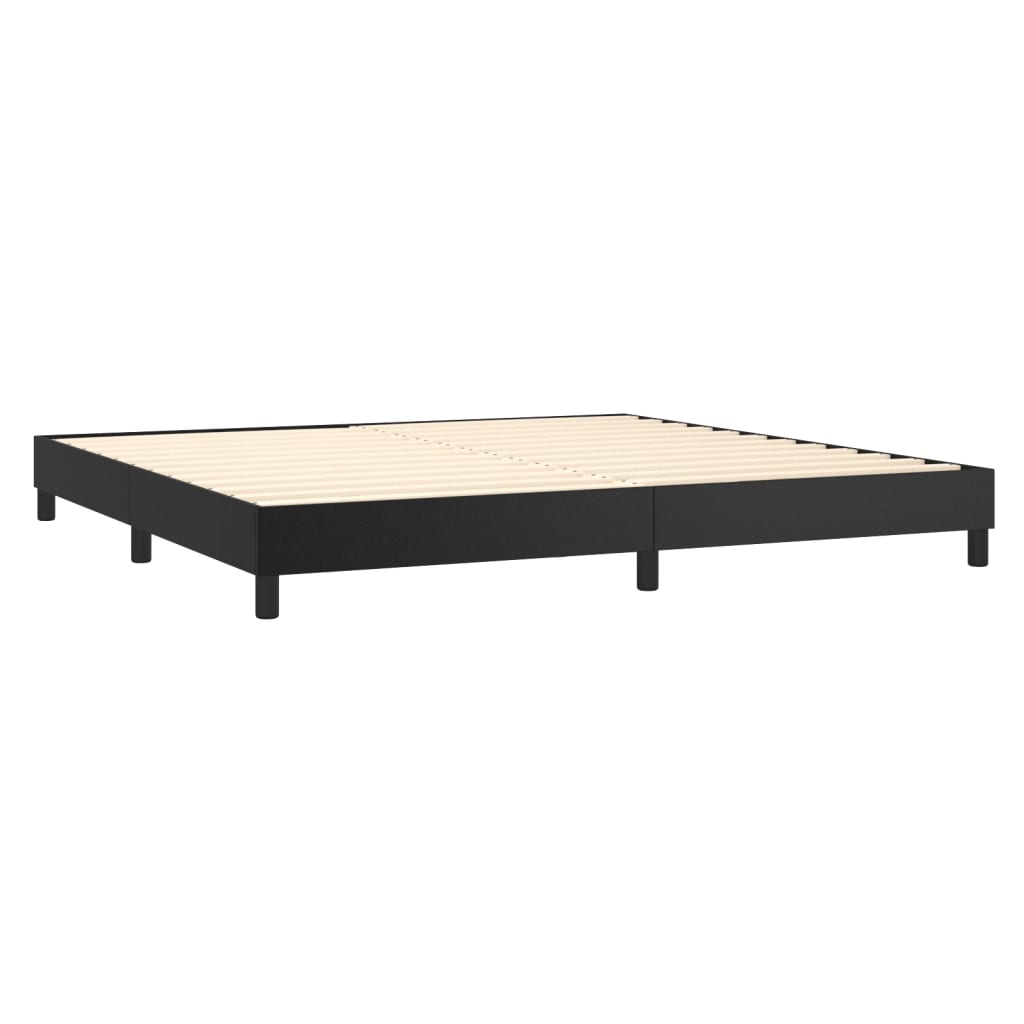 Estrutura de cama com molas 200x200 cm couro artificial preto