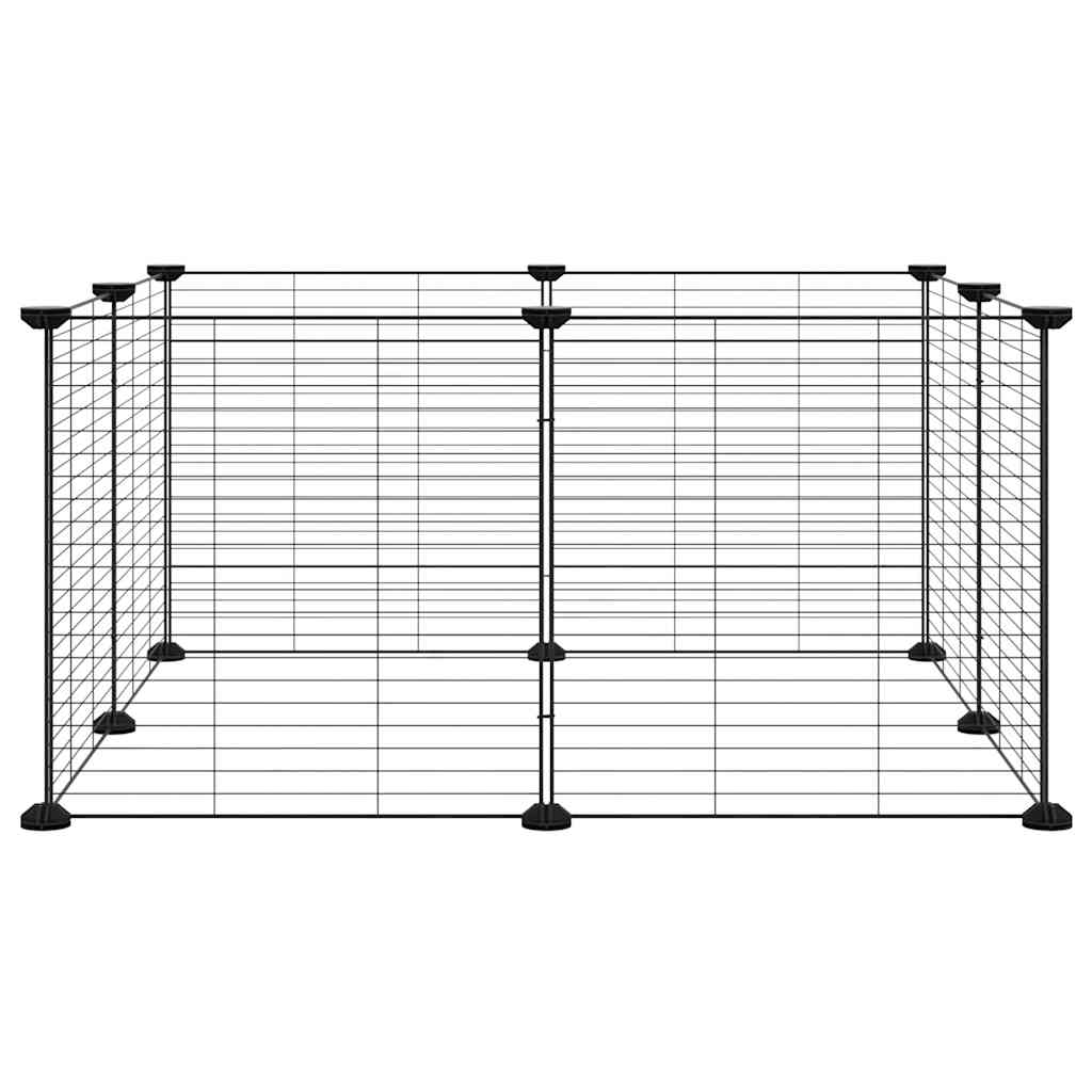 Gaiola para animais de estimação com 8 painéis, preta, 70x70x35 cm, aço