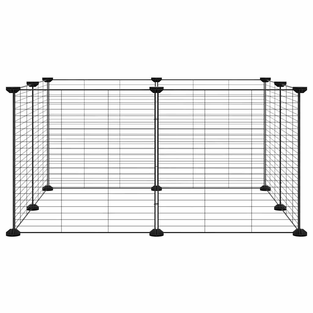 Gaiola para animais de estimação com 8 painéis, preta, 70x70x35 cm, aço