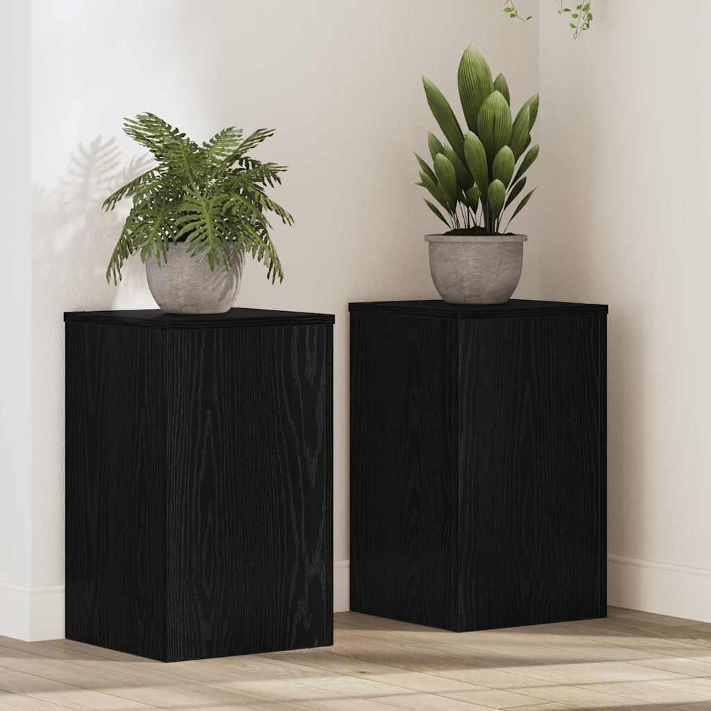Suporte para plantas 2 unid. carvalho preto 30 x 30 x 50 cm