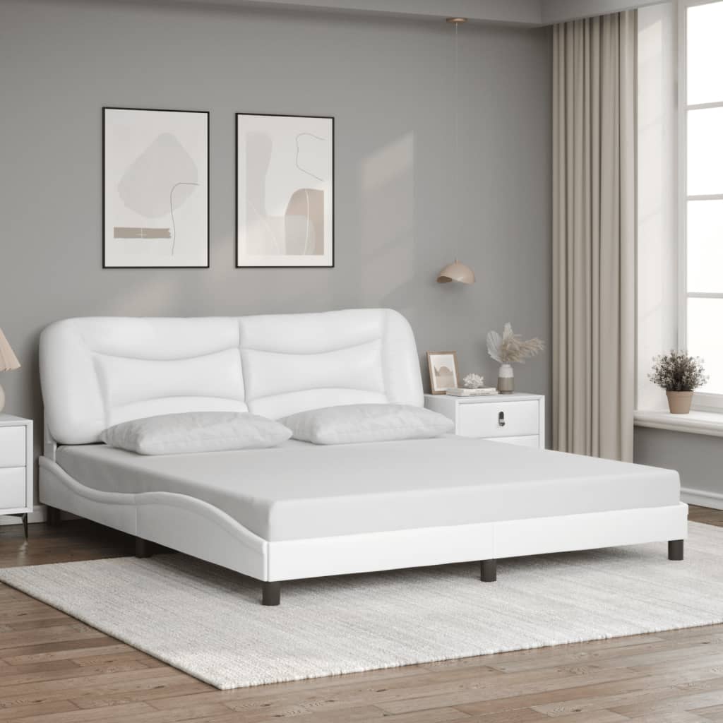 Estrutura de cama com LED sem colchão hvar 180x200 cm branco