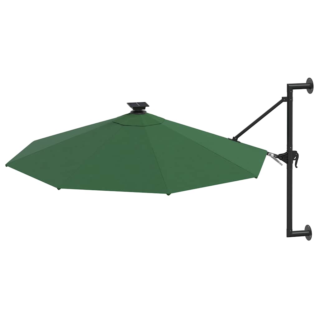 Guarda-sol para jardim de parede com luzes LED 300 cm verde