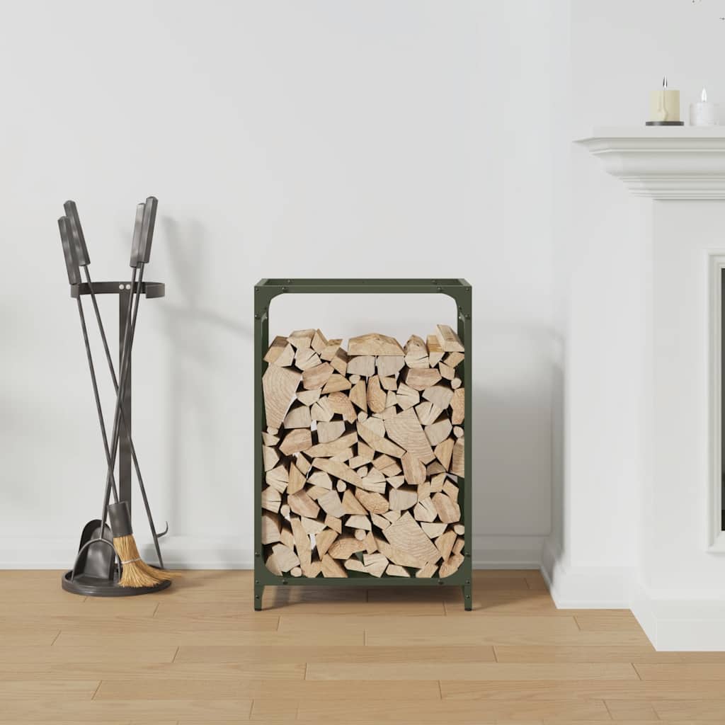 Suporte para lenha aço laminado a frio verde azeitona
