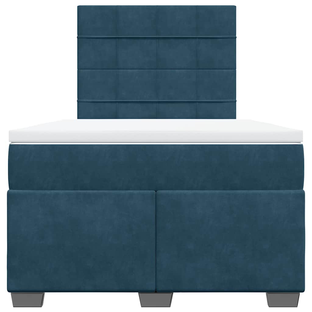 Cama boxspring com colchão 120x190 cm veludo azul