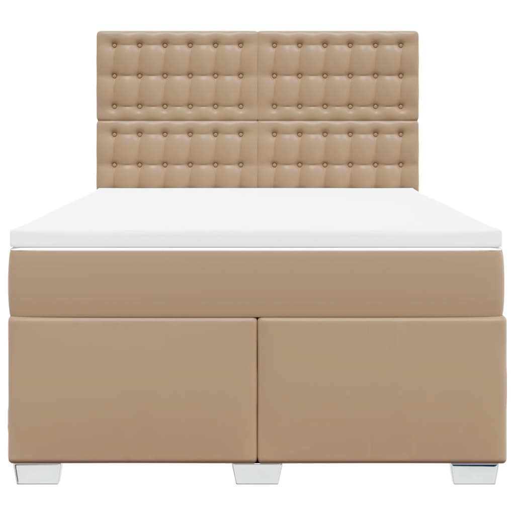 Cama com molas/colchão 140x200 cm couro artificial cappuccino