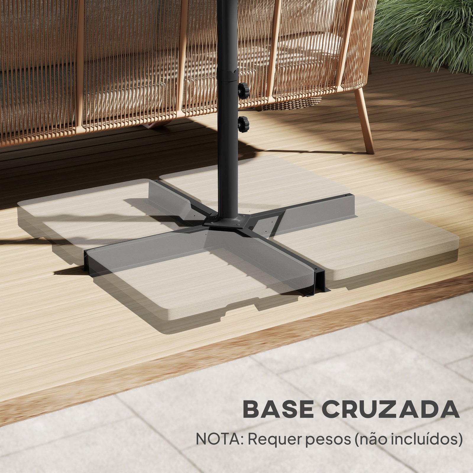Chapéu de sol duplo 4,55x2,65x2,38 m chapéu de sol de jardim com manivela manual com proteção solar UV cinza