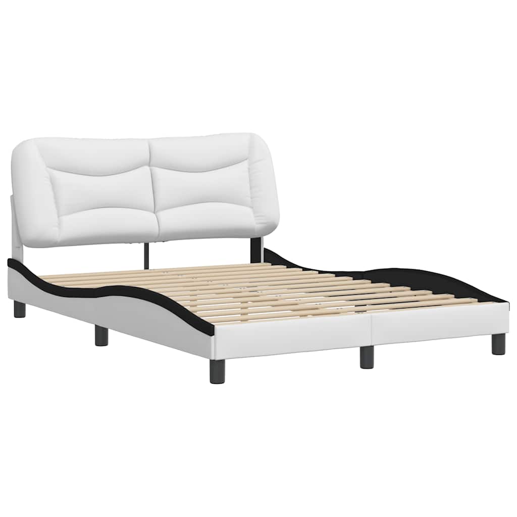 Estrutura de cama sem colchão hvar couro artif. 140x190cm branco/preto