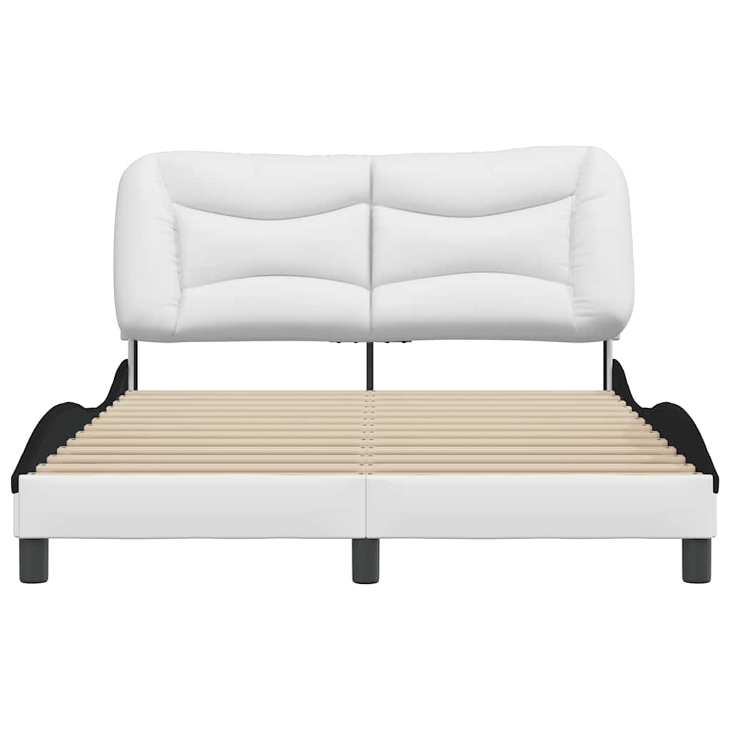 Estrutura de cama sem colchão hvar couro artif. 140x190cm branco/preto