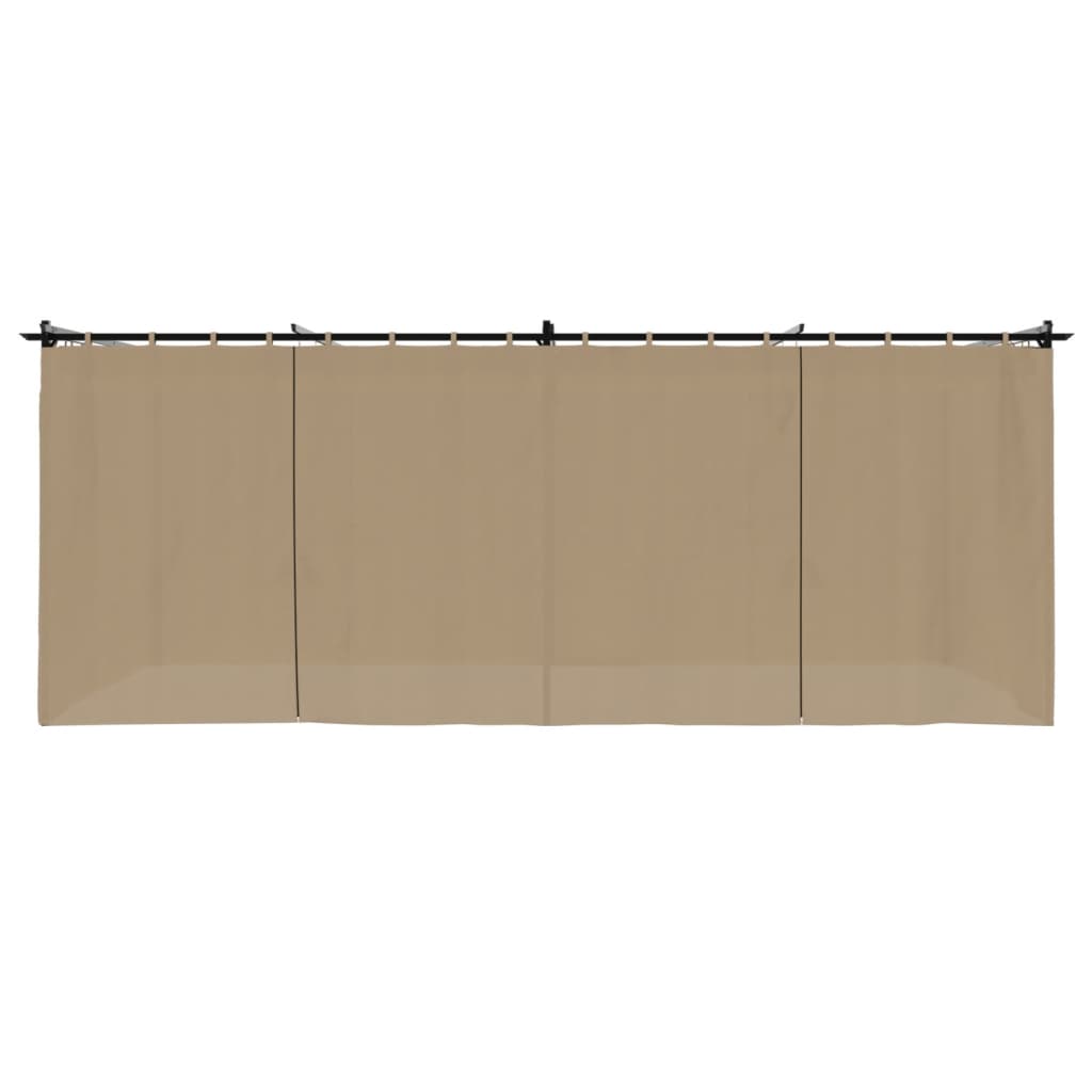 Gazebo com cortinas 6x3 m aço cinzento-acastanhado