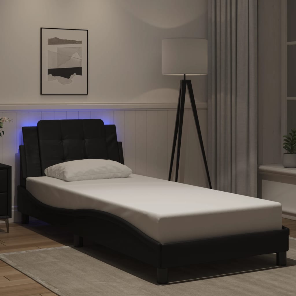 Estrutura de cama com LED sem colchão zadar 90x200 cm preto