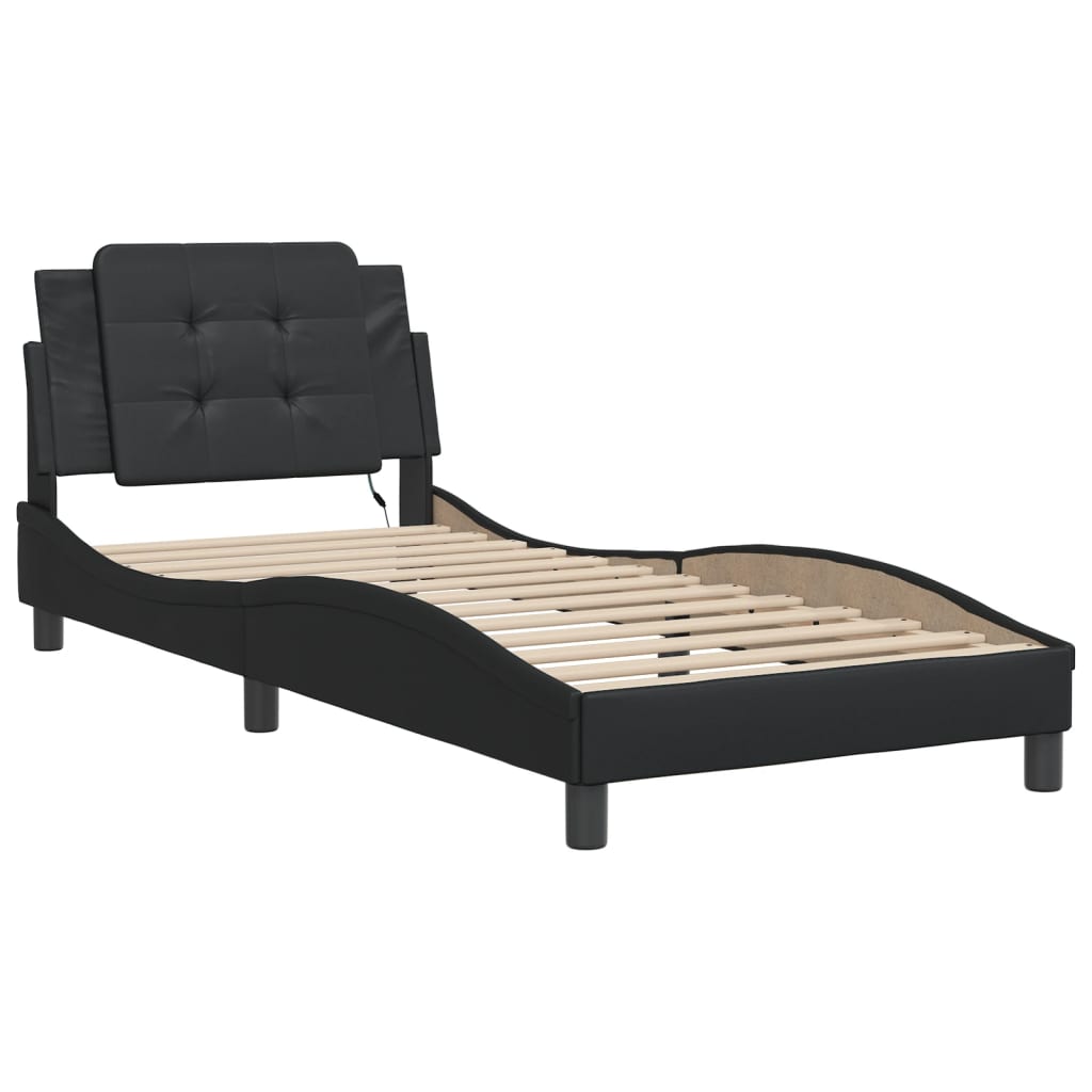 Estrutura de cama com LED sem colchão zadar 90x200 cm preto