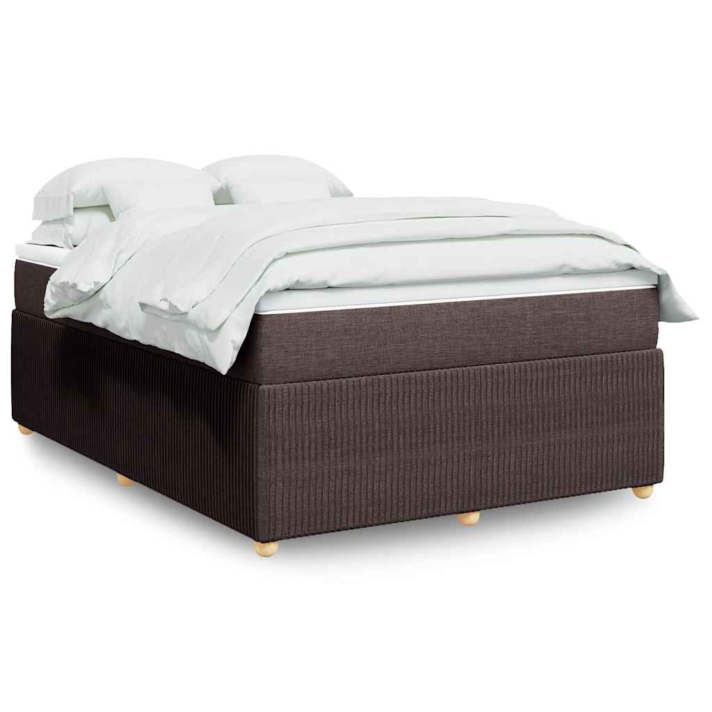 Cama com molas/colchão 140x190 cm tecido castanho-escuro