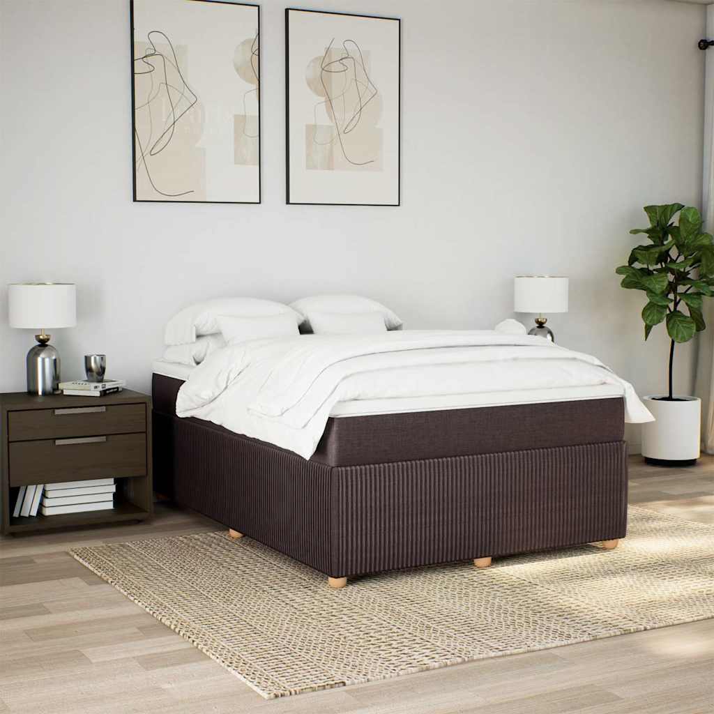 Cama com molas/colchão 140x190 cm tecido castanho-escuro