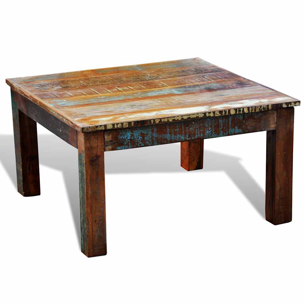 Mesa de centro quadrada em madeira reciclada