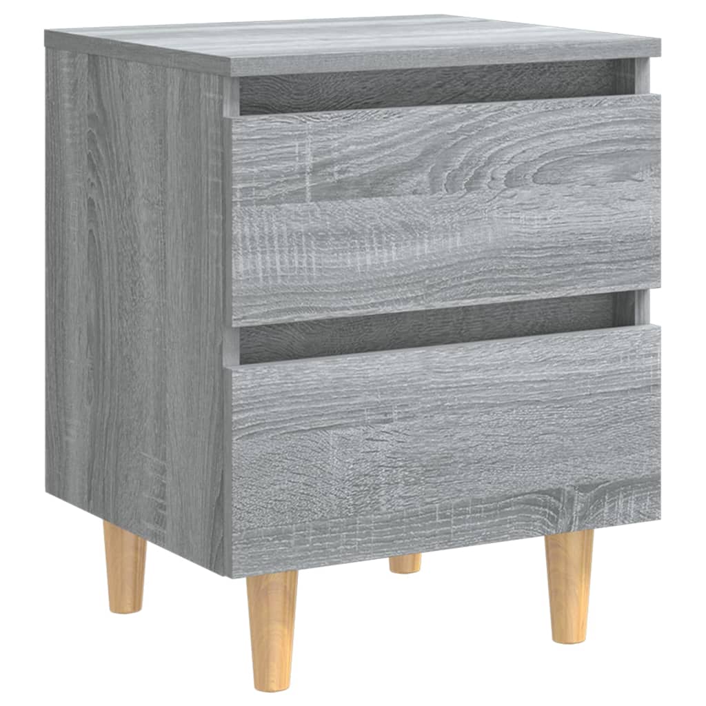 Mesas cabeceira c/ pernas madeira 2pcs 40x35x50 cm sonoma cinza