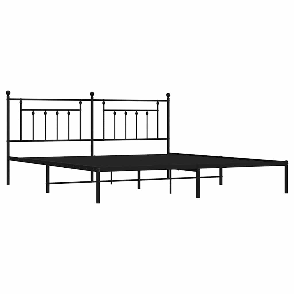Estrutura de cama com cabeceira 200x200 cm metal preto