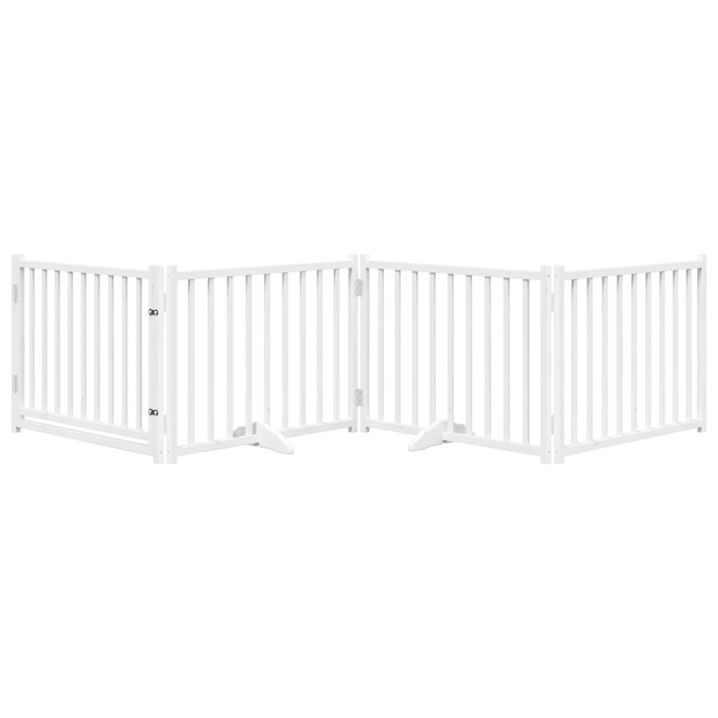 Portão p/ cães com porta dobrável 4 painéis 320 cm abeto branco