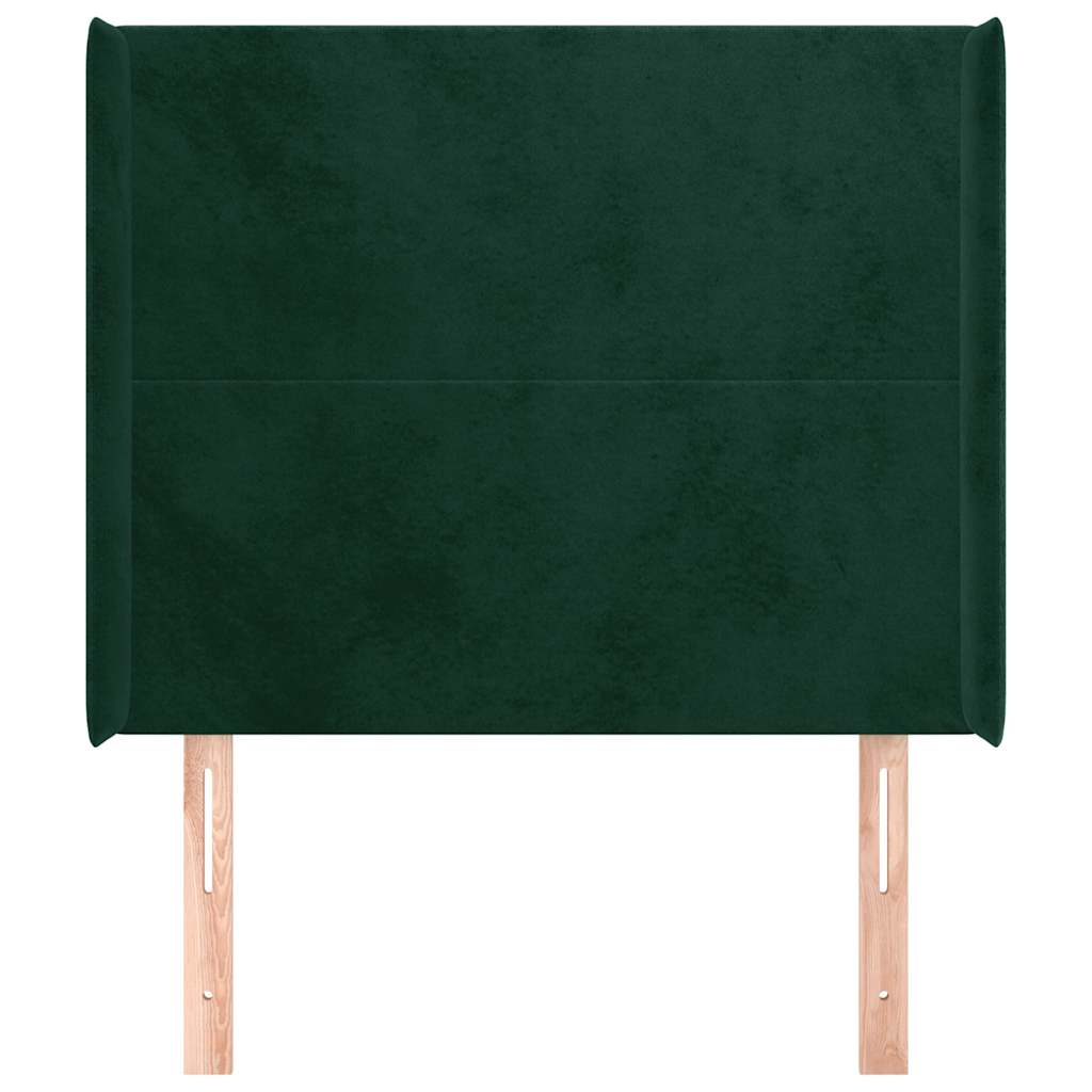 Cabeceira cama c/ abas veludo 83x16x118/128 cm verde-escuro