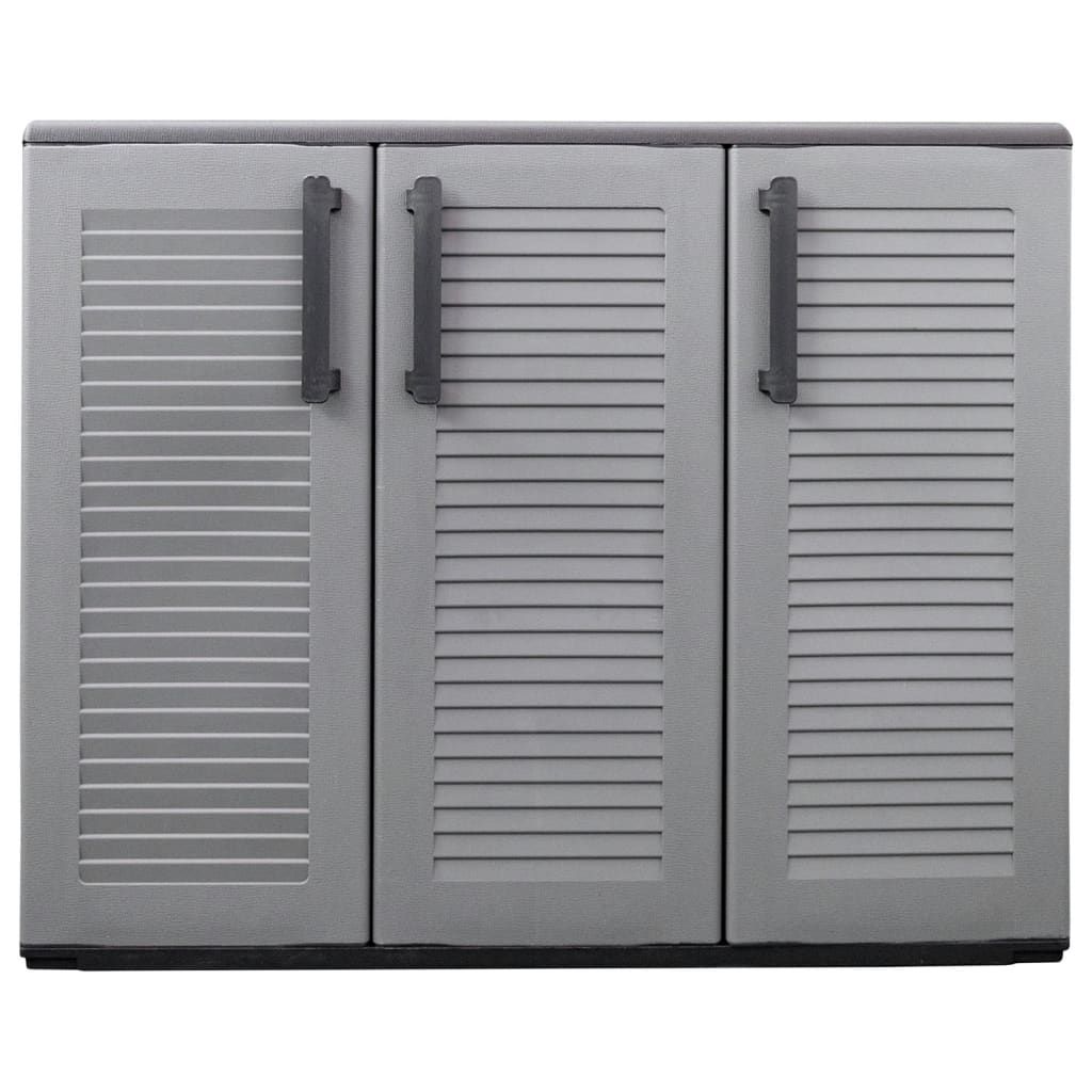 Móvel de arrumação para jardim 102x37x84 PP cinzento e preto