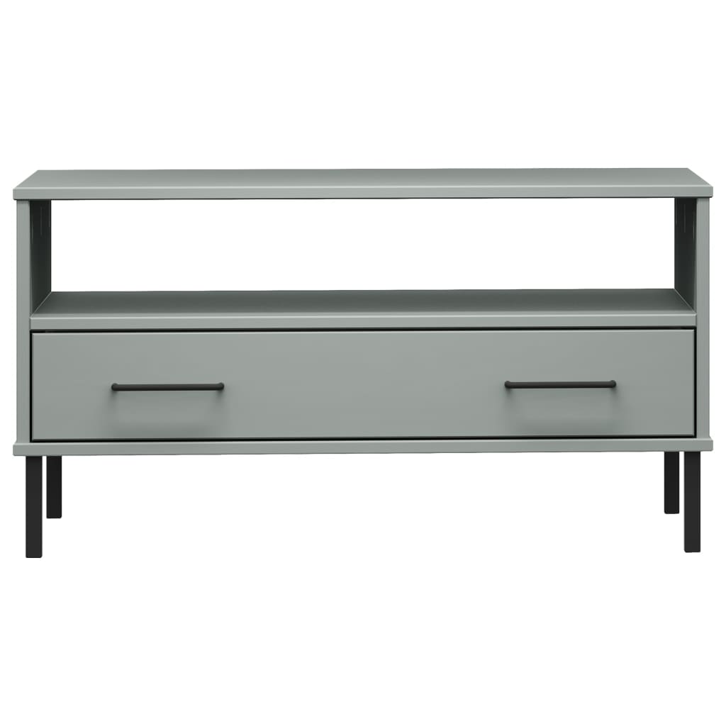 Mesa centro pernas de metal 85x50x45 madeira maciça oslo cinza
