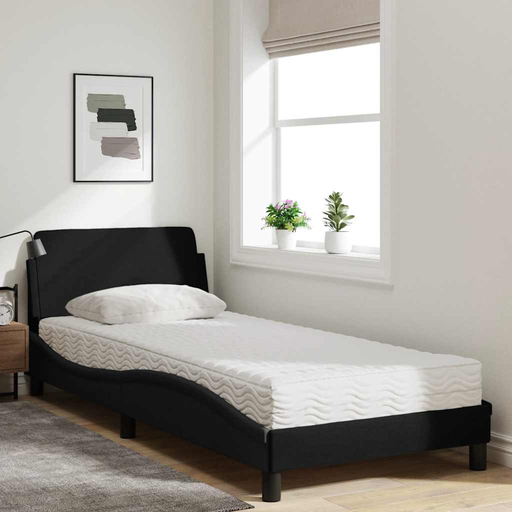 Cama com colchão dover 90x200 cm tecido preto