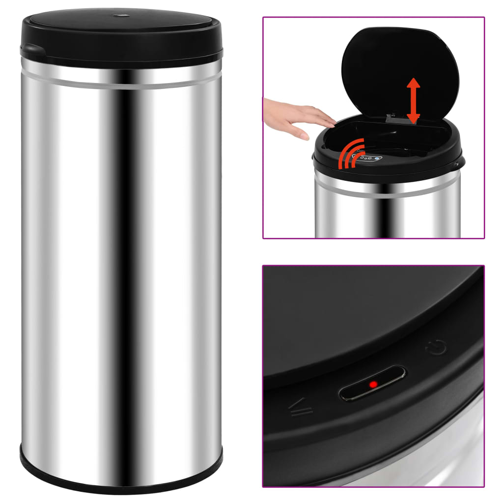 Caixote do lixo com sensor automático 80 l aço inoxidável