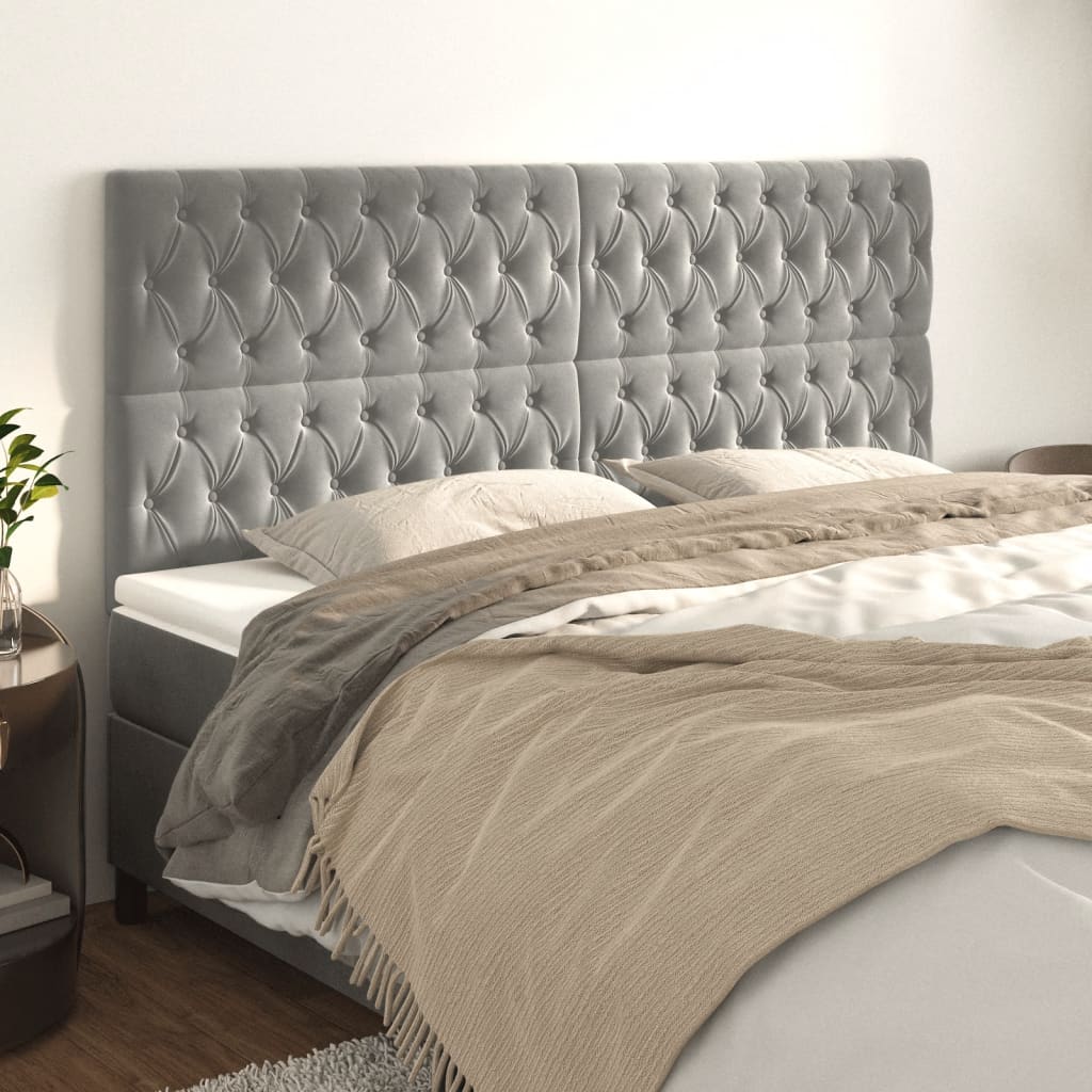 Cabeceira cinza claro 180x7x118/128 cm veludo