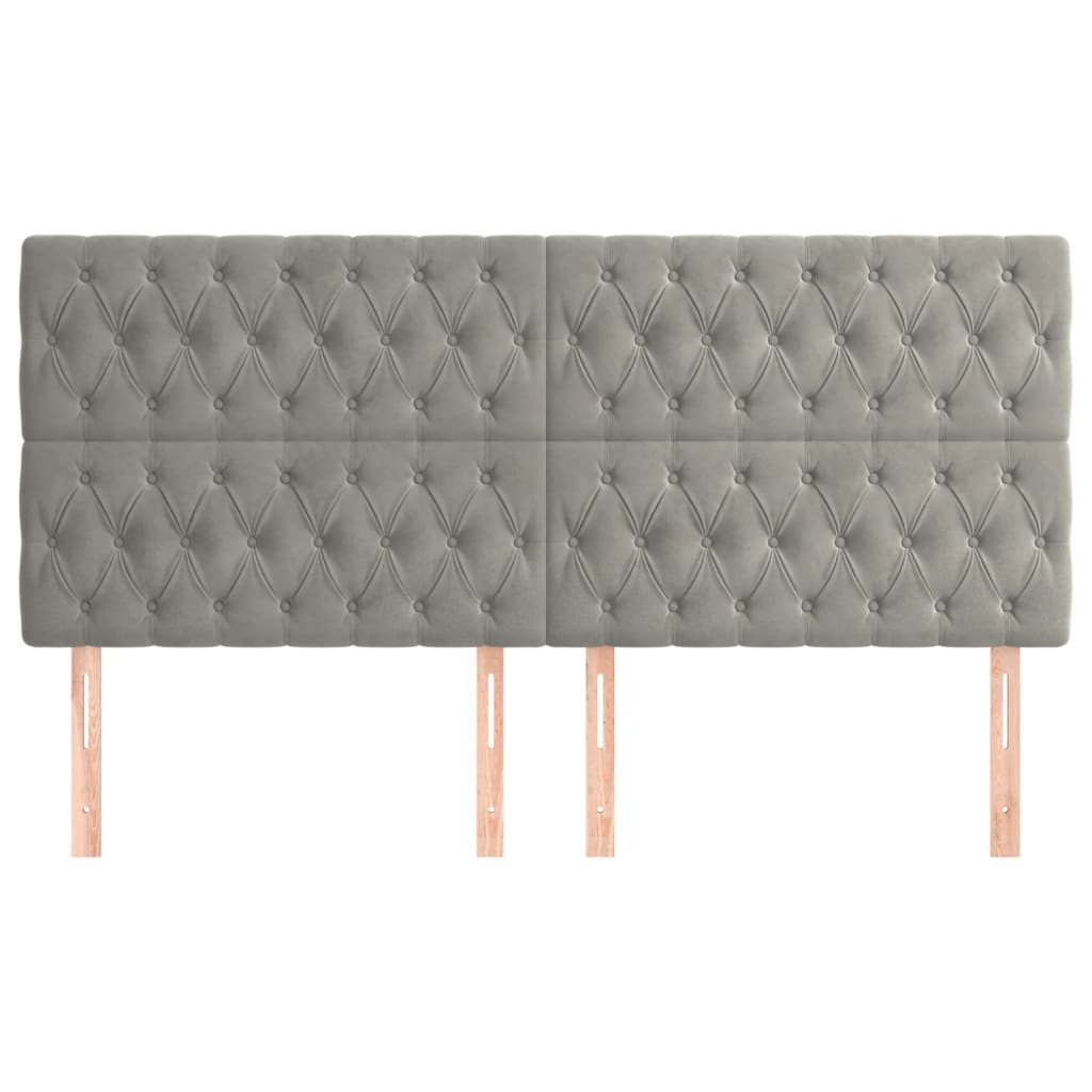 Cabeceira cinza claro 180x7x118/128 cm veludo