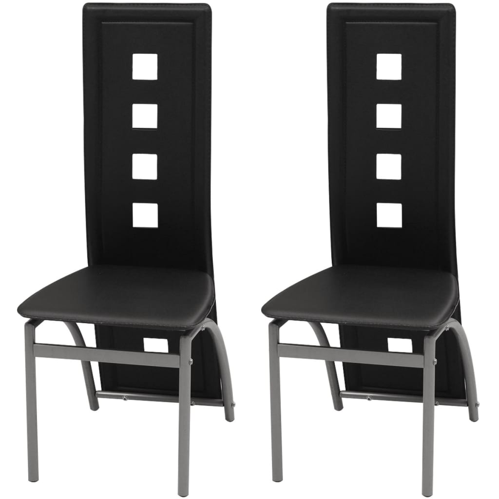 Cadeiras de jantar 2 pcs couro artificial preto