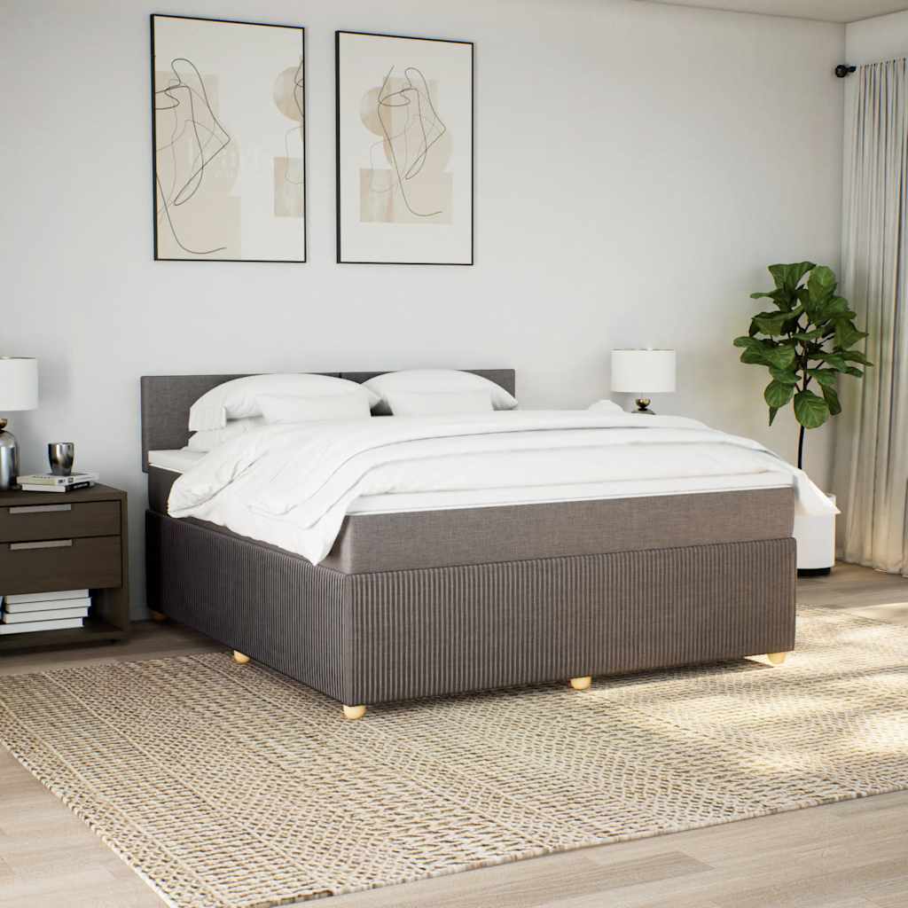 Cama com molas/colchão 180x200 cm tecido castanho-acinzentado