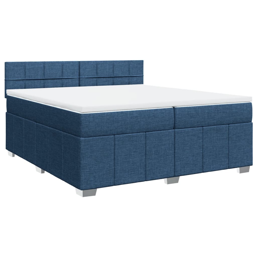 Cama com molas/colchão 200x200 cm tecido azul