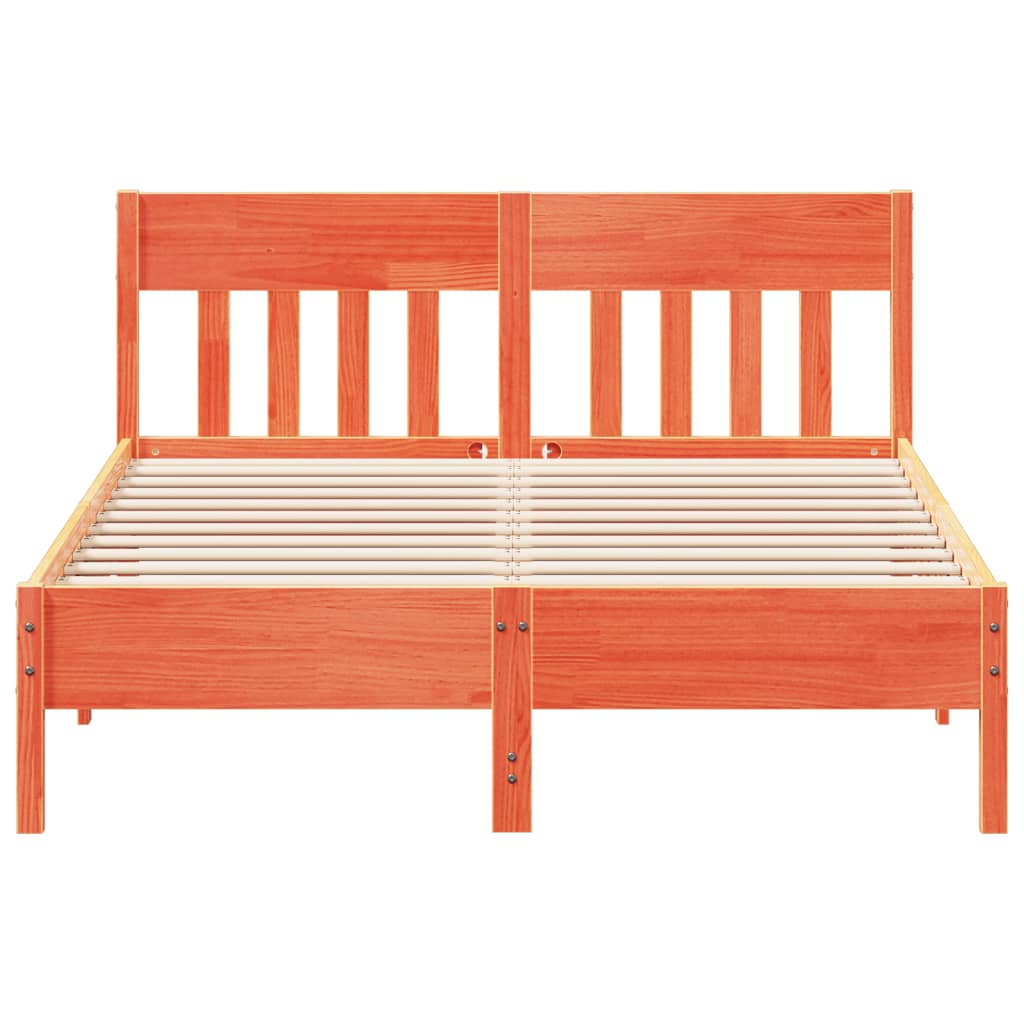 Cama sem colchão 140x190 cm pinho maciço castanho-mel
