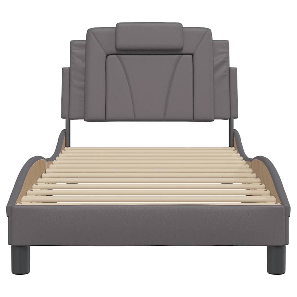 Estrutura de cama viana sem colchão couro artificial 90x190 cm cinzento
