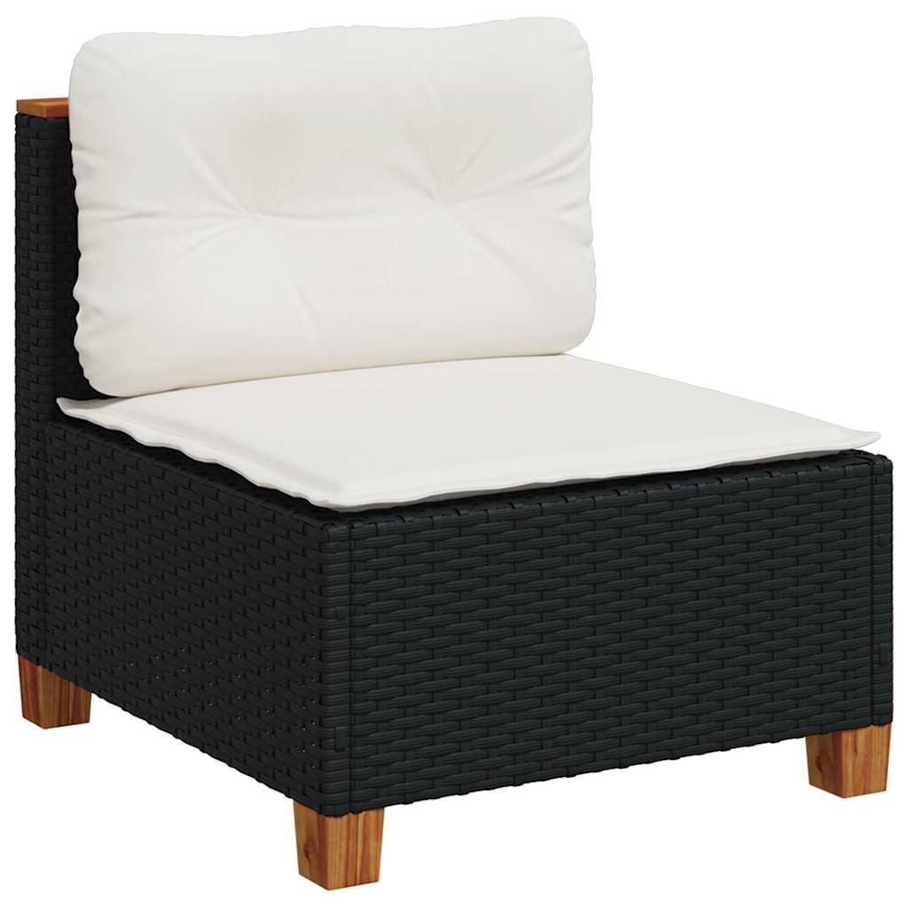 8 Pcs conjunto sofás de jardim com almofadões vime PE preto
