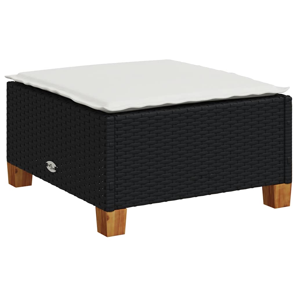 8 Pcs conjunto sofás de jardim com almofadões vime PE preto