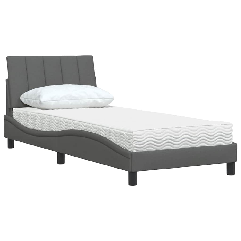 Cama com colchão hanko 90x190 cm tecido cinzento-escuro