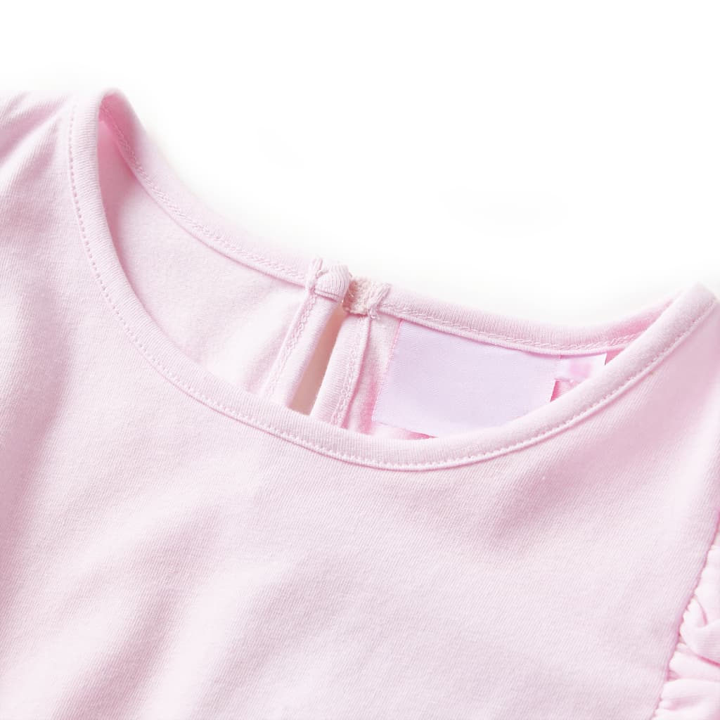Vestido de criança com folhos rosa-claro 104