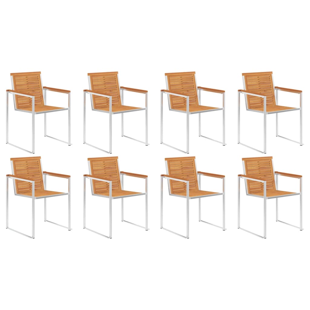 Cadeiras de jardim 8 pcs c/ almofadões madeira de acácia maciça