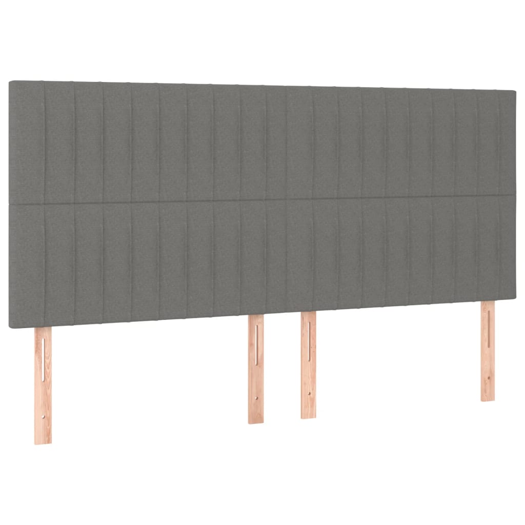 Cabeceira de cama c/ LED tecido 180x5x118/128 cm cinza-escuro